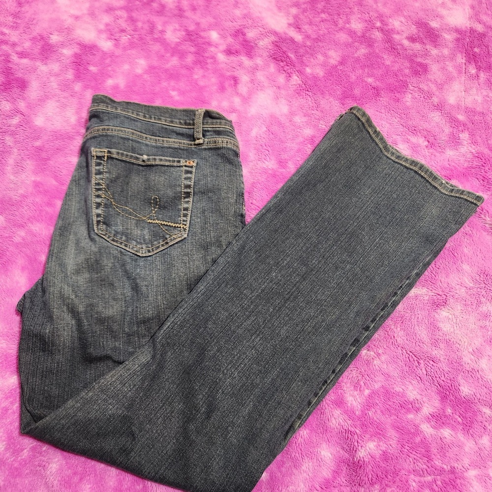 A Line Jeans Women's 12 34x32 Mid Rise Bootcut Y2K‎ Blue Stretch Denim